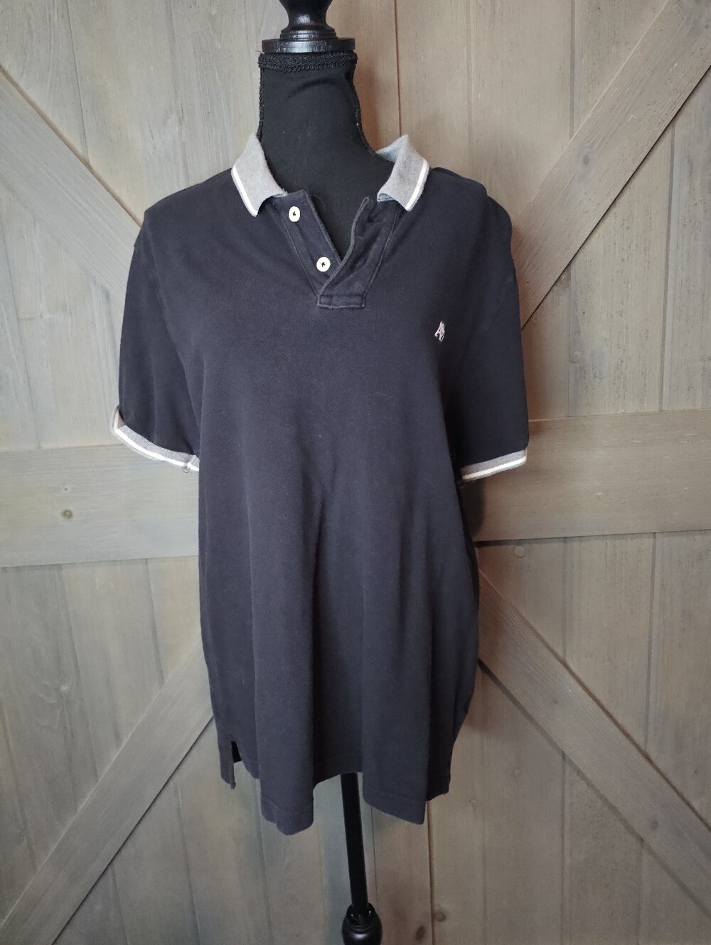 Y2k Aeropostale Black Short Sleeve Collared Polo Shirt sz Large